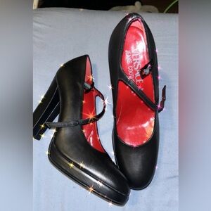 Versace black leather pumps